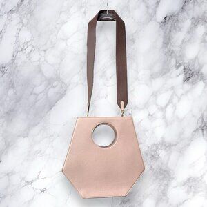 D’Estree Joan Handbag Pink Leather Modern Cutout Handle With Crossbody Strap